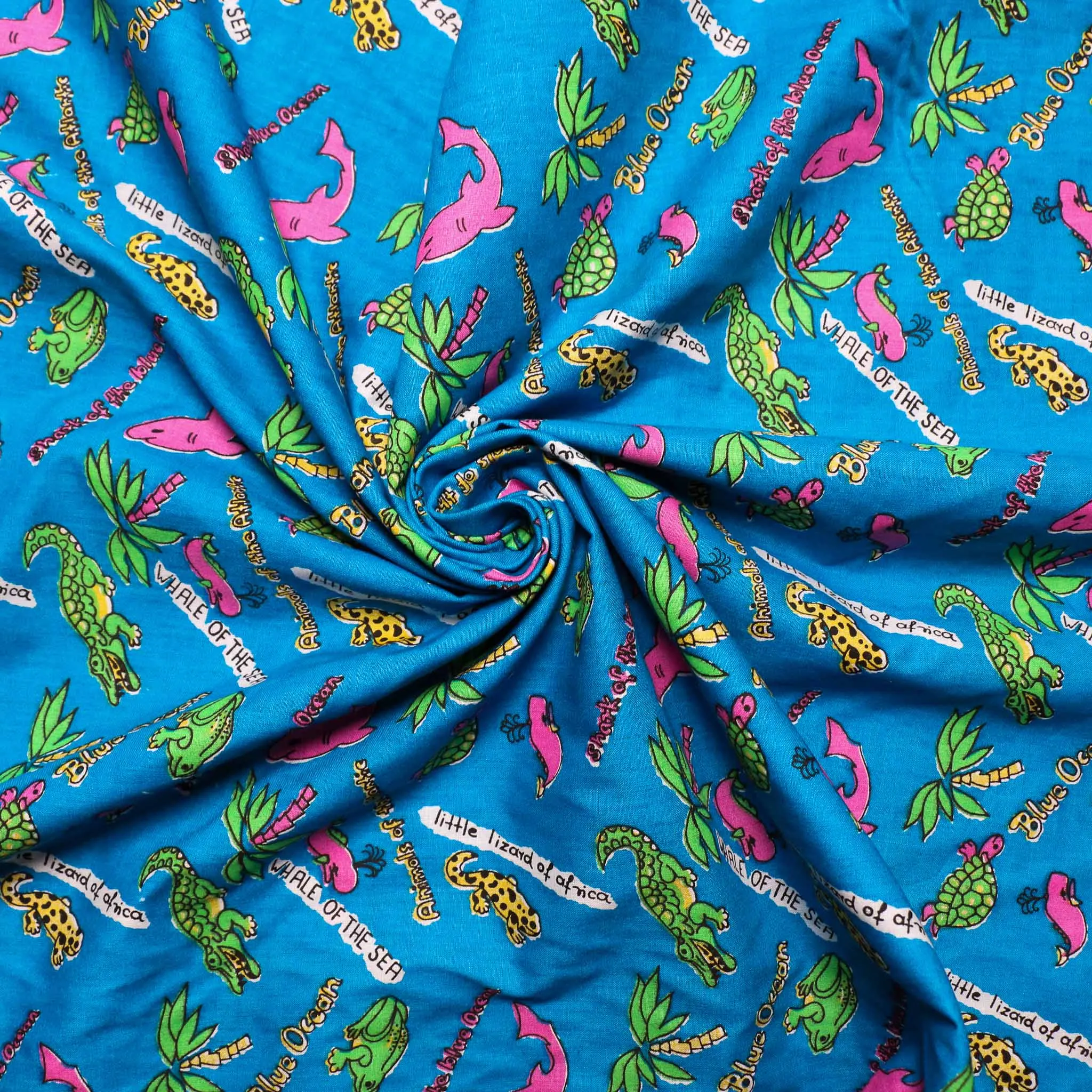 100% Cotton Fabric - Blue, pink