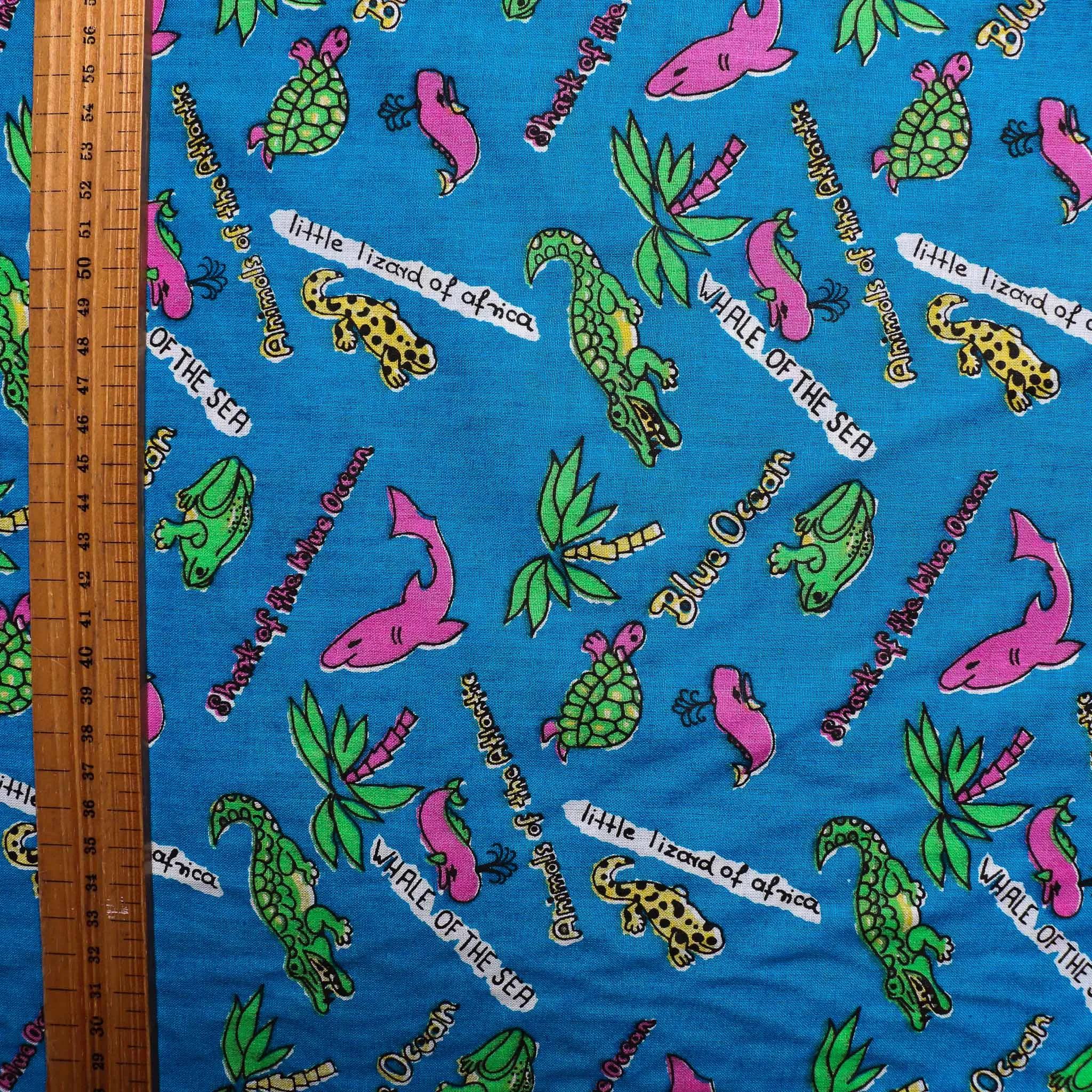 100% Cotton Fabric - Blue, pink