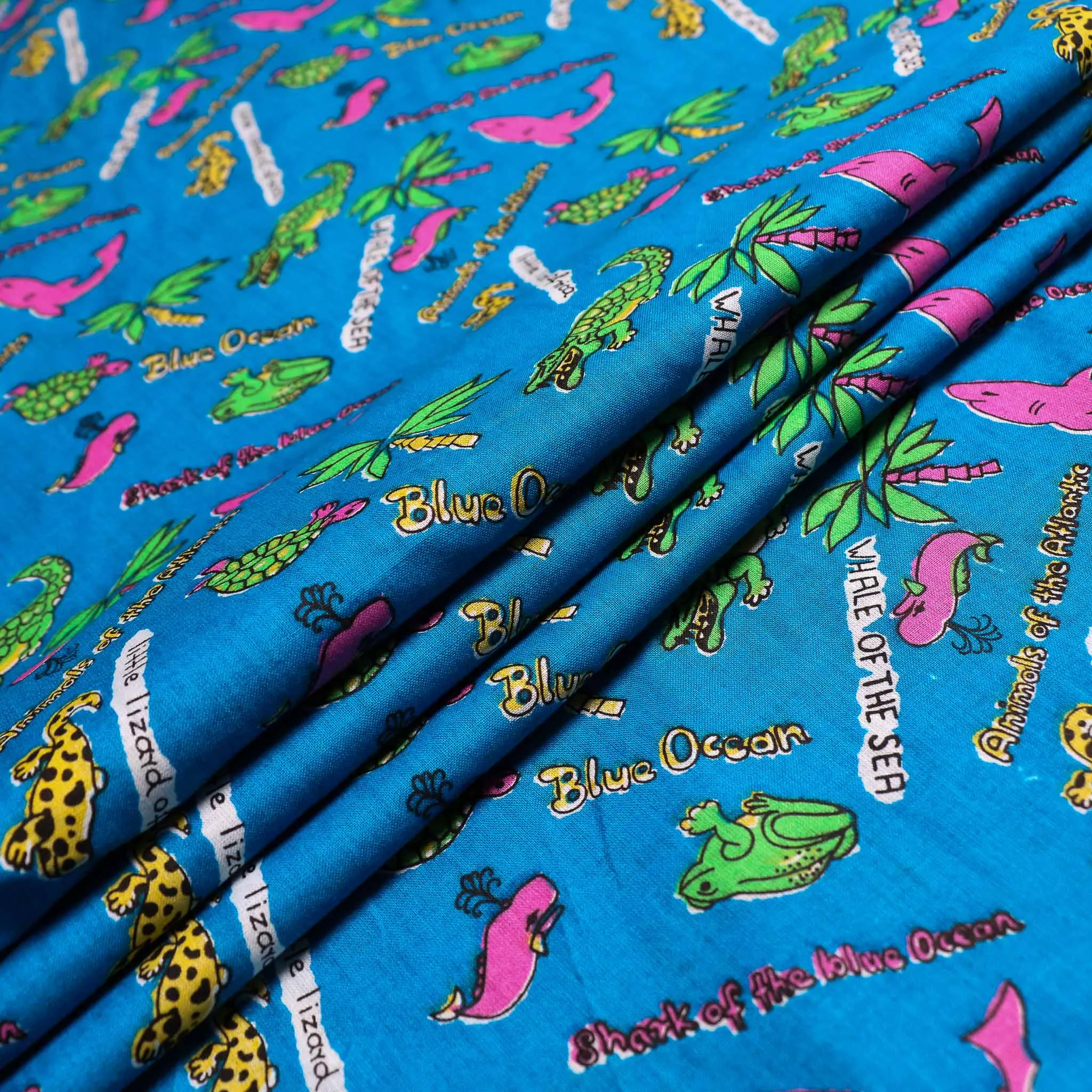 100% Cotton Fabric - Blue, pink