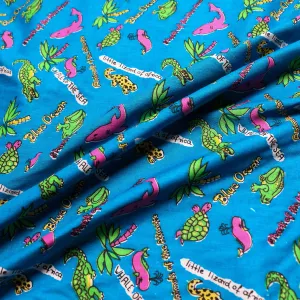 100% Cotton Fabric - Blue, pink