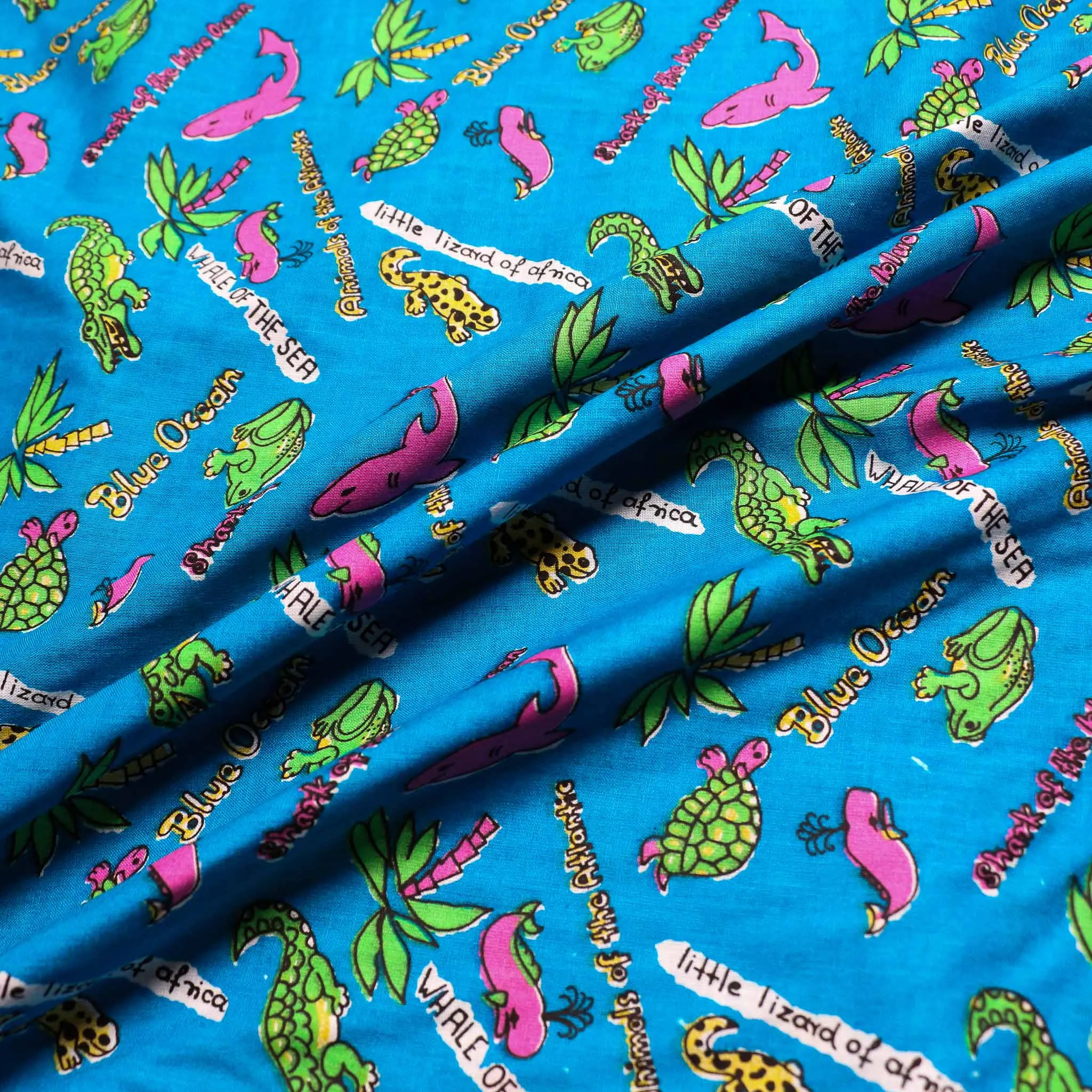 100% Cotton Fabric - Blue, pink