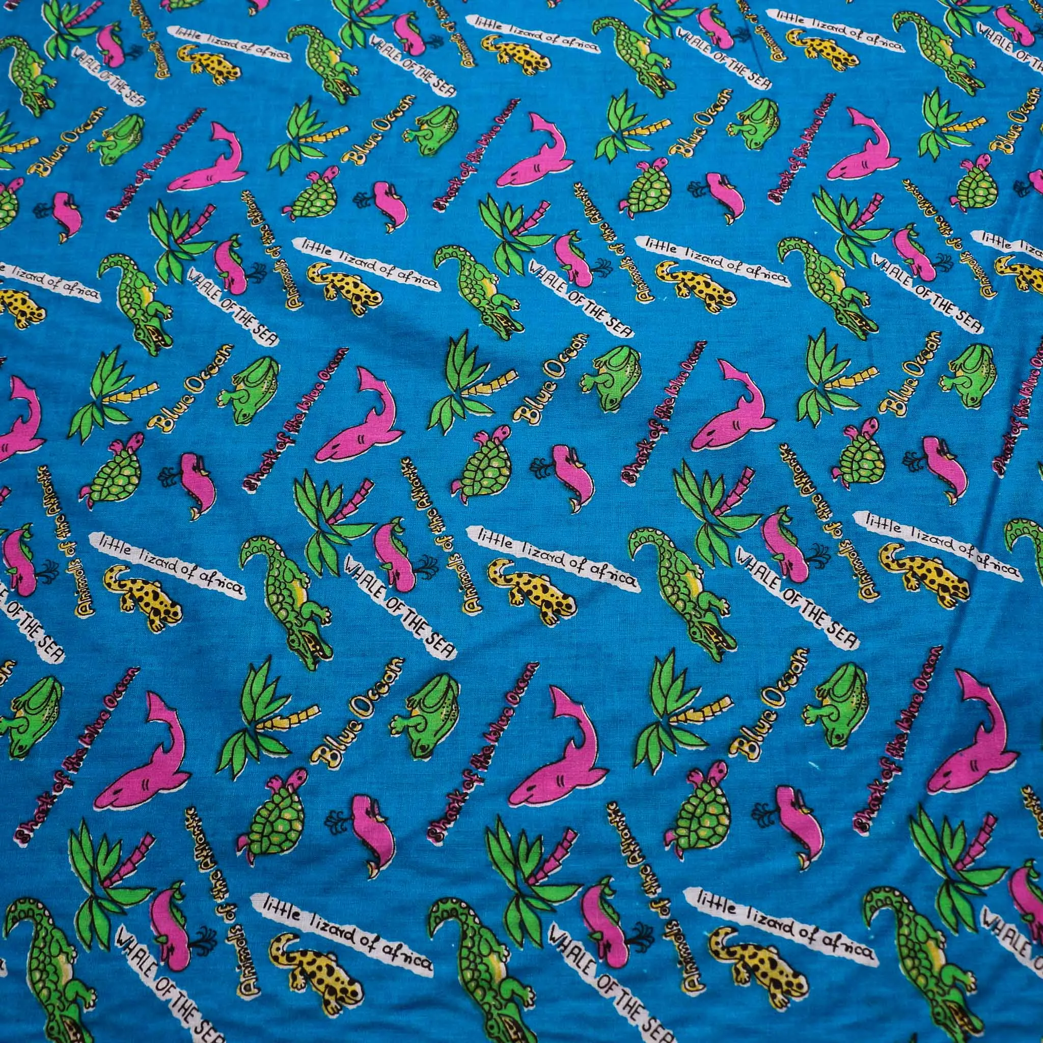 100% Cotton Fabric - Blue, pink