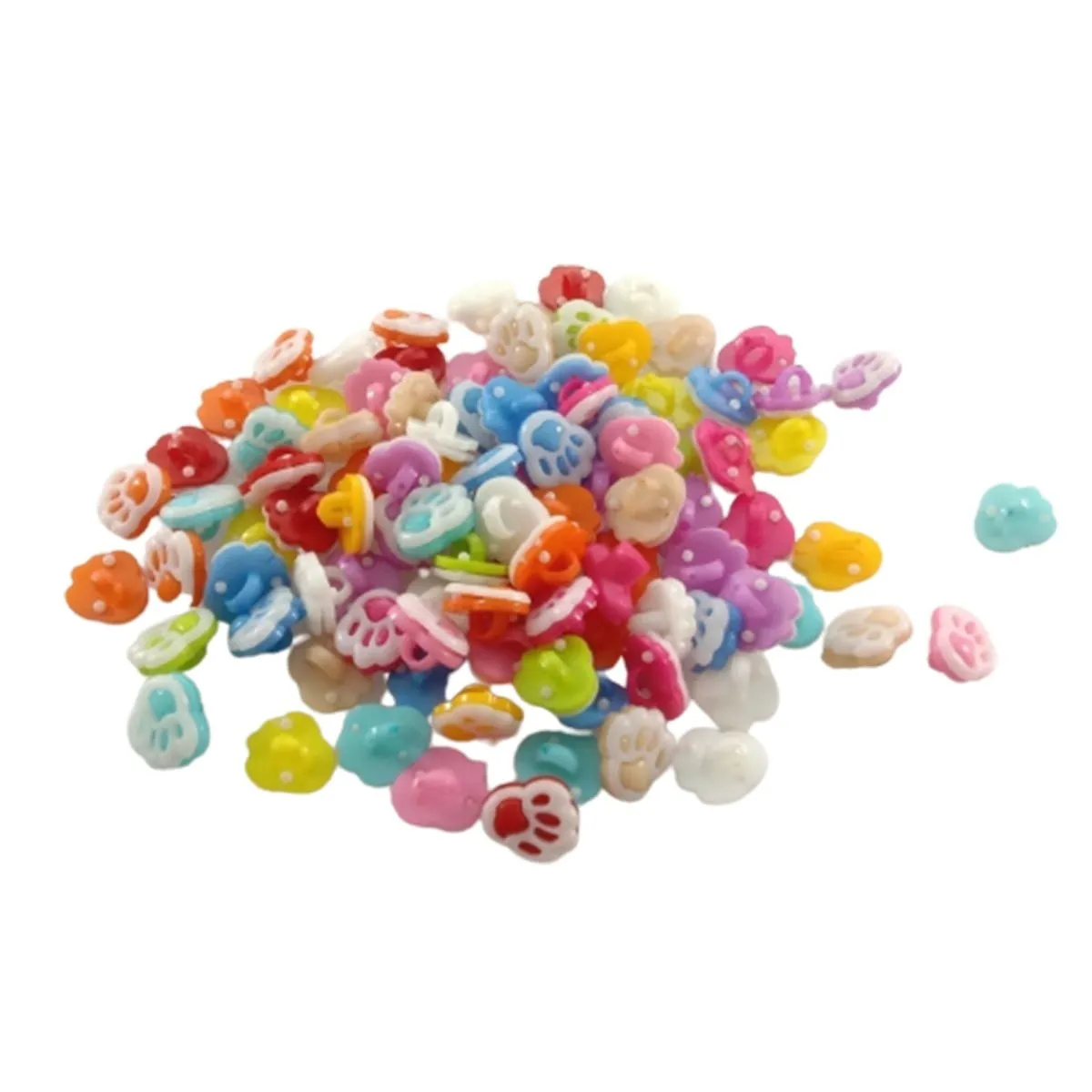 100pcs Buttons 13mm Candy Colour Small Bear Paw Multicolour Cartoon Child Plastic Button Children's Clothing Sewing Crafts