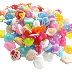 100pcs Buttons 13mm Candy Colour Small Bear Paw Multicolour Cartoon Child Plastic Button Children's Clothing Sewing Crafts