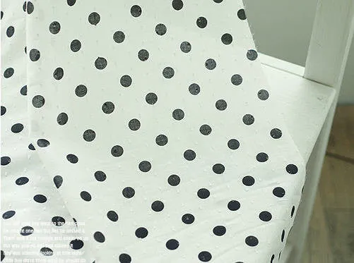 14 mm Black Dots Semi-sheer Cotton Fabric with Popcorn Dobby Spots - 55" Wide - By the Yard 52783