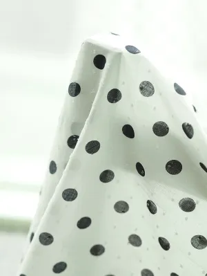 14 mm Black Dots Semi-sheer Cotton Fabric with Popcorn Dobby Spots - 55" Wide - By the Yard 52783