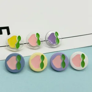 15/18mm Colorful Cartoon Peach Pattern Plastic Buttons with Shanks 70 Pack