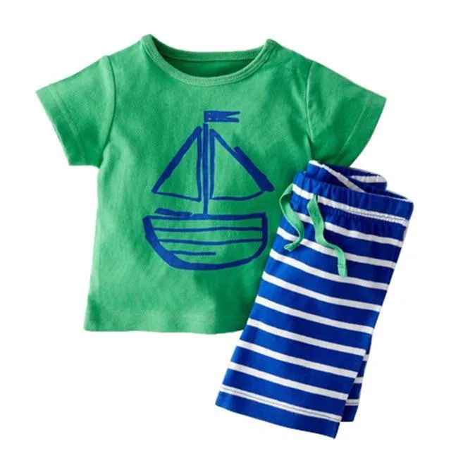 2 pcs Baby Boy Clothing Set Summer Clothes
