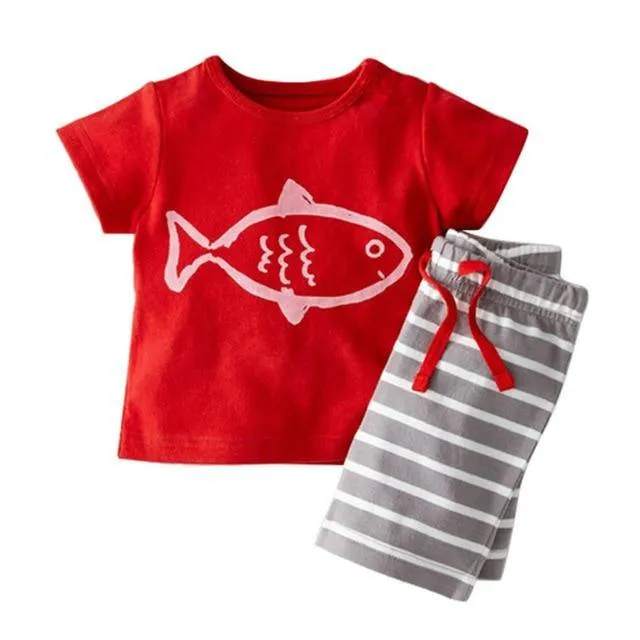 2 pcs Baby Boy Clothing Set Summer Clothes