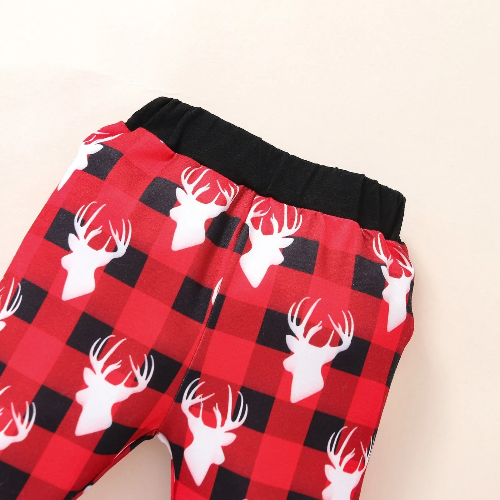 3pcs Infant Unisex Christmas Cartoon Deer Printed Romper Bodysuit Pants Hat Outfit