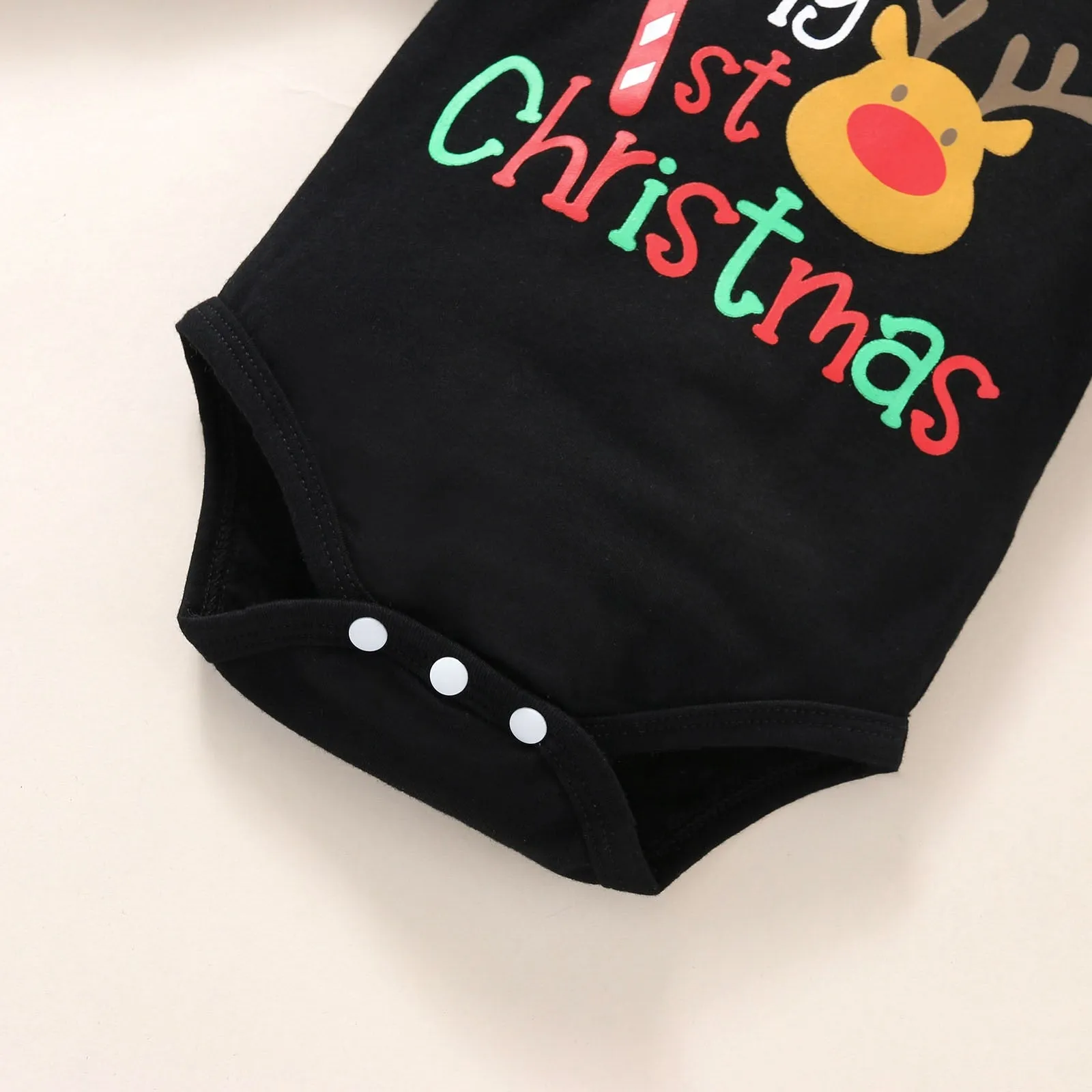 3pcs Infant Unisex Christmas Cartoon Deer Printed Romper Bodysuit Pants Hat Outfit