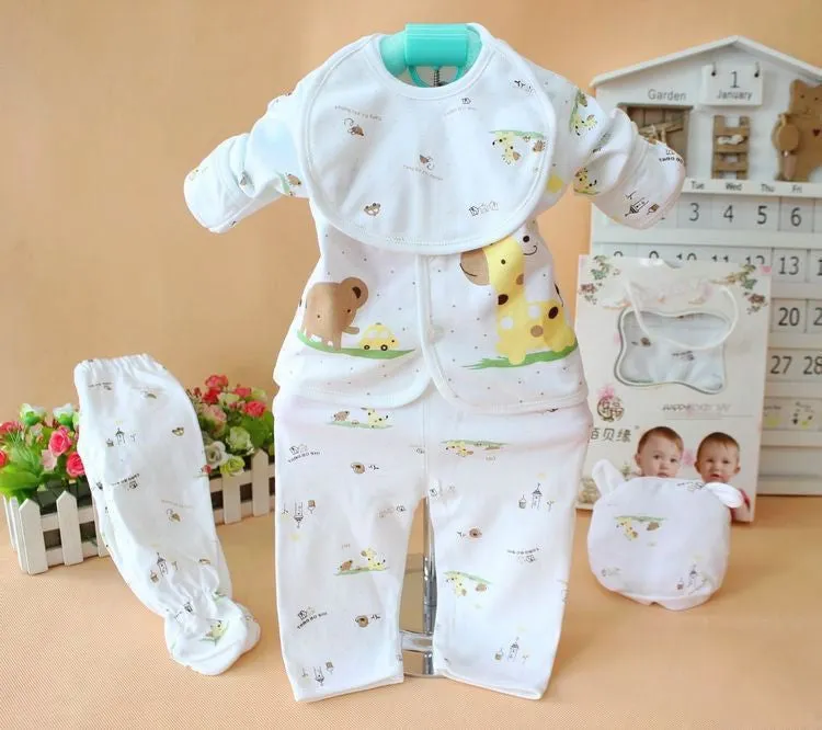 (5pcs/set)born Baby 0-6M Clothing Set Baby Boy/Girl Clothes 100% Cotton Cartoon Underwear baby set
