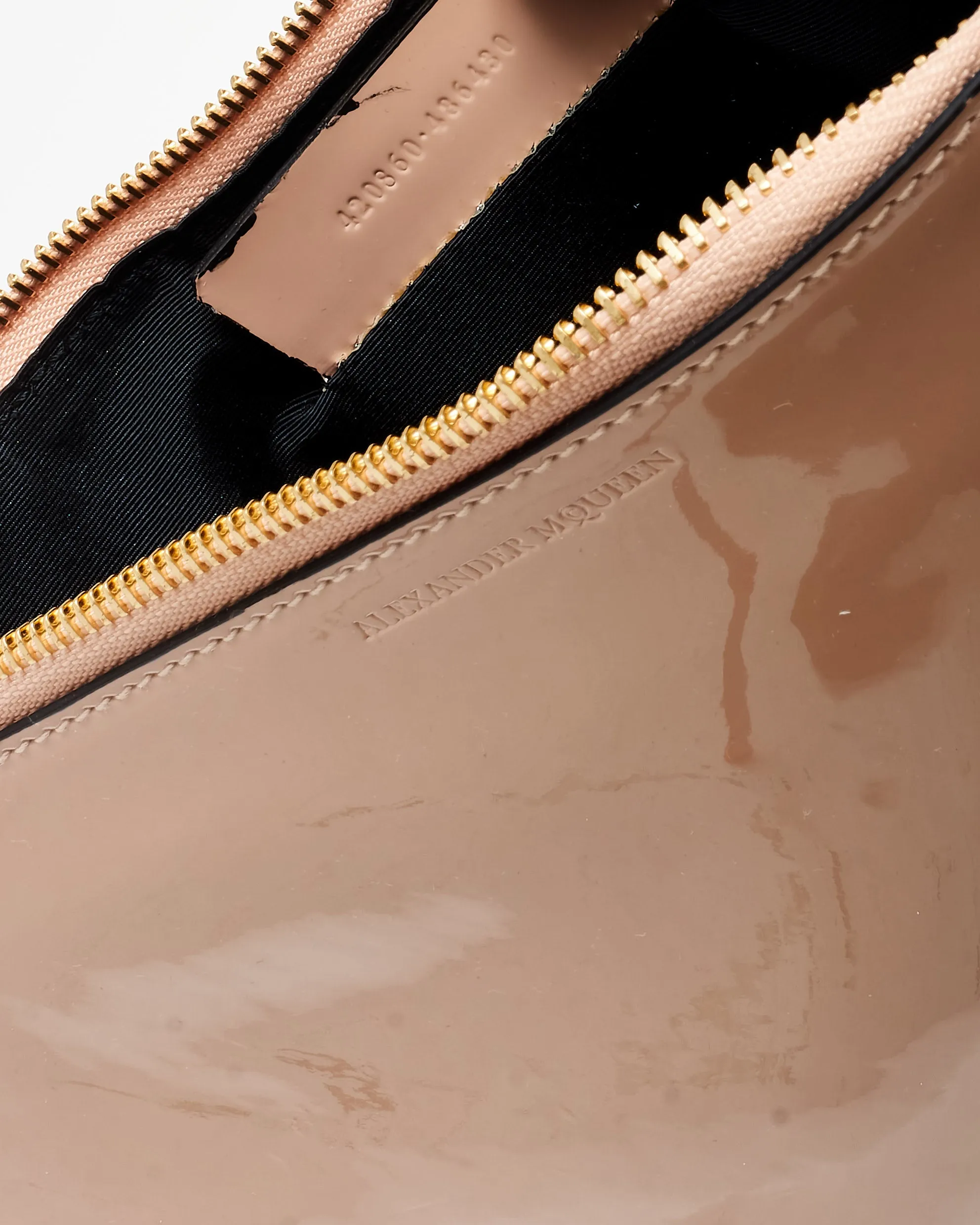 Alexander McQueen Beige Patent Leather Clutch Pouch
