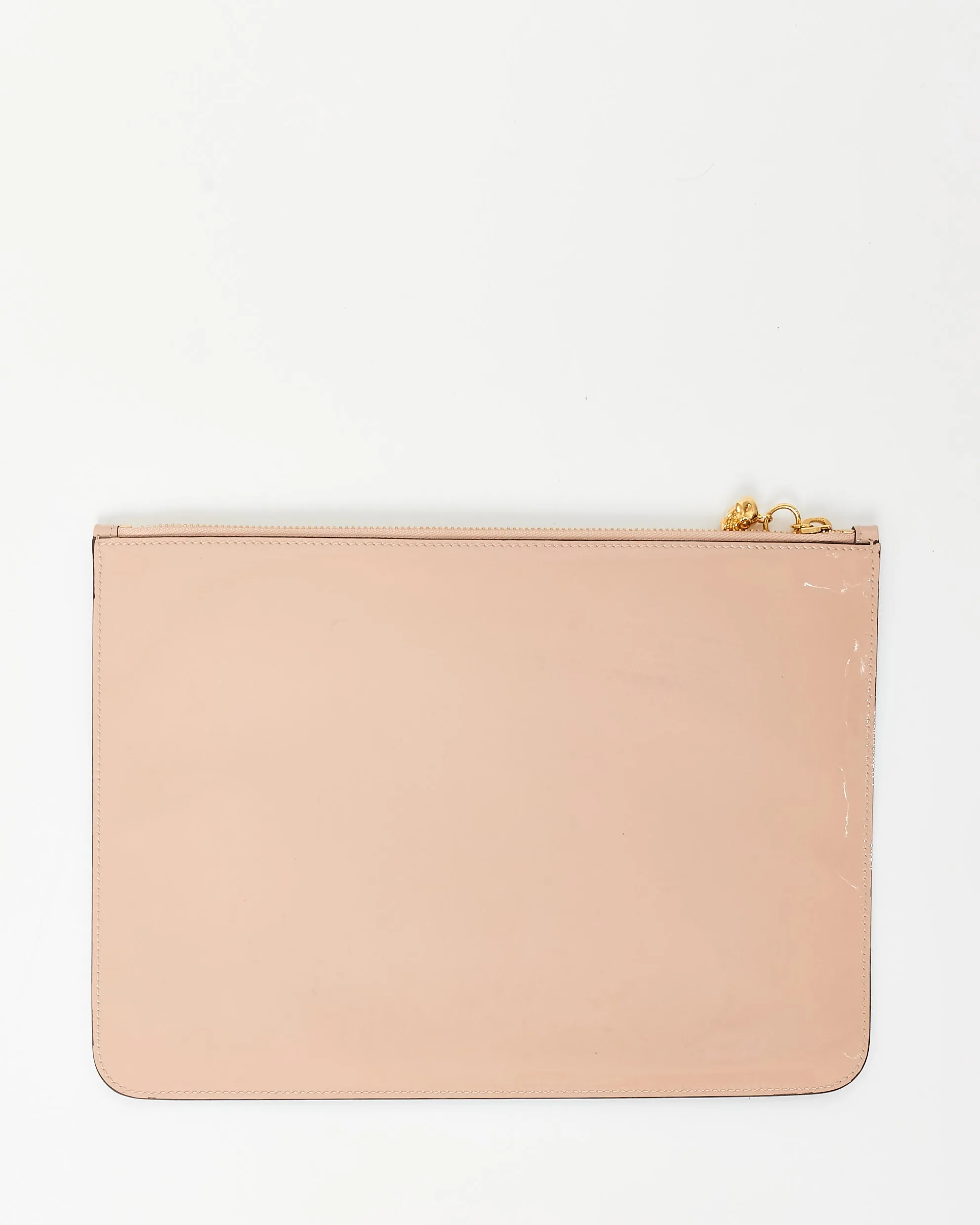Alexander McQueen Beige Patent Leather Clutch Pouch