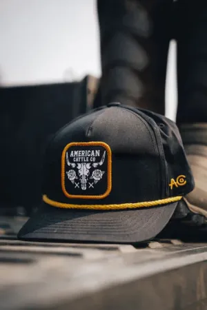American Cattle Co. Patch Skull & Roses Hat with Gold Rope