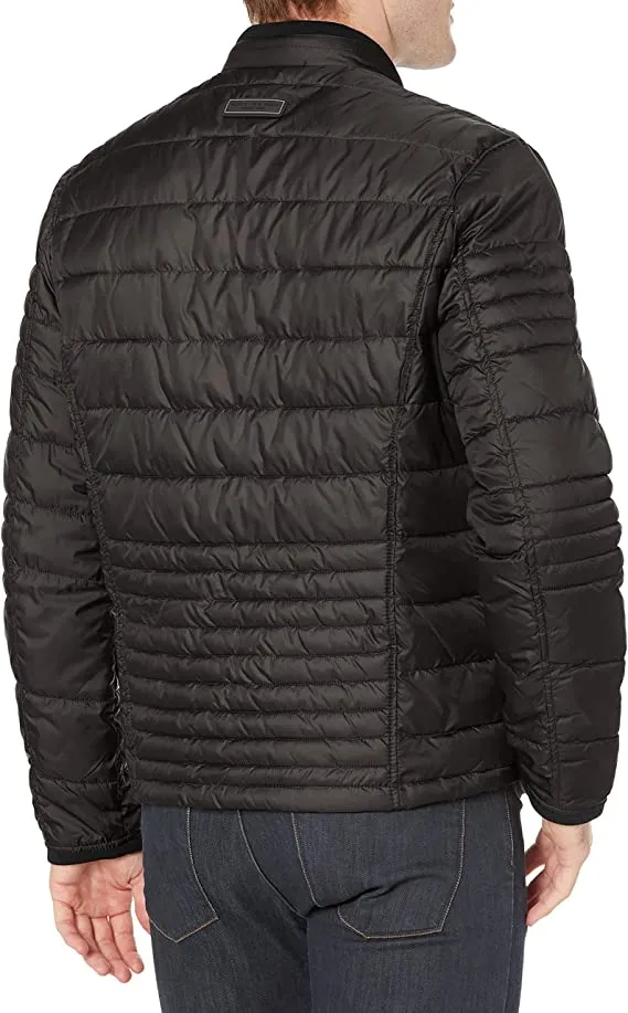 Andrew Marc Men's Grymes Diamond Quilted Four Pocket Lightweight Field Jacket, Black, Small