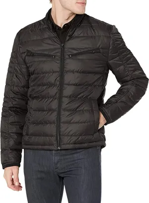 Andrew Marc Men's Grymes Diamond Quilted Four Pocket Lightweight Field Jacket, Black, Small