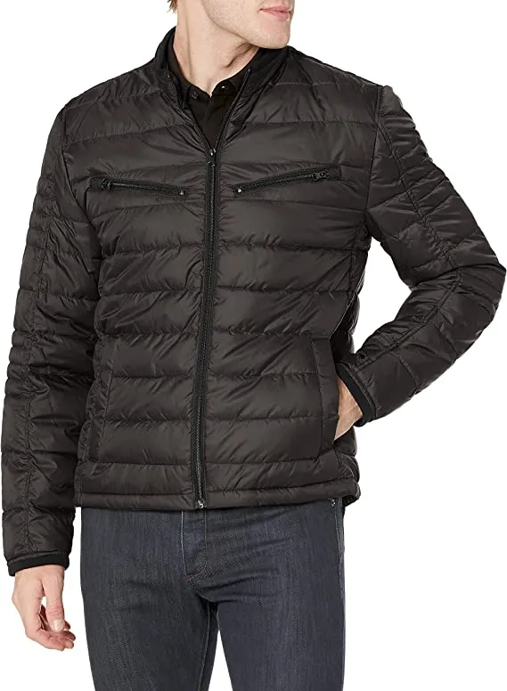 Andrew Marc Men's Grymes Diamond Quilted Four Pocket Lightweight Field Jacket, Black, Small