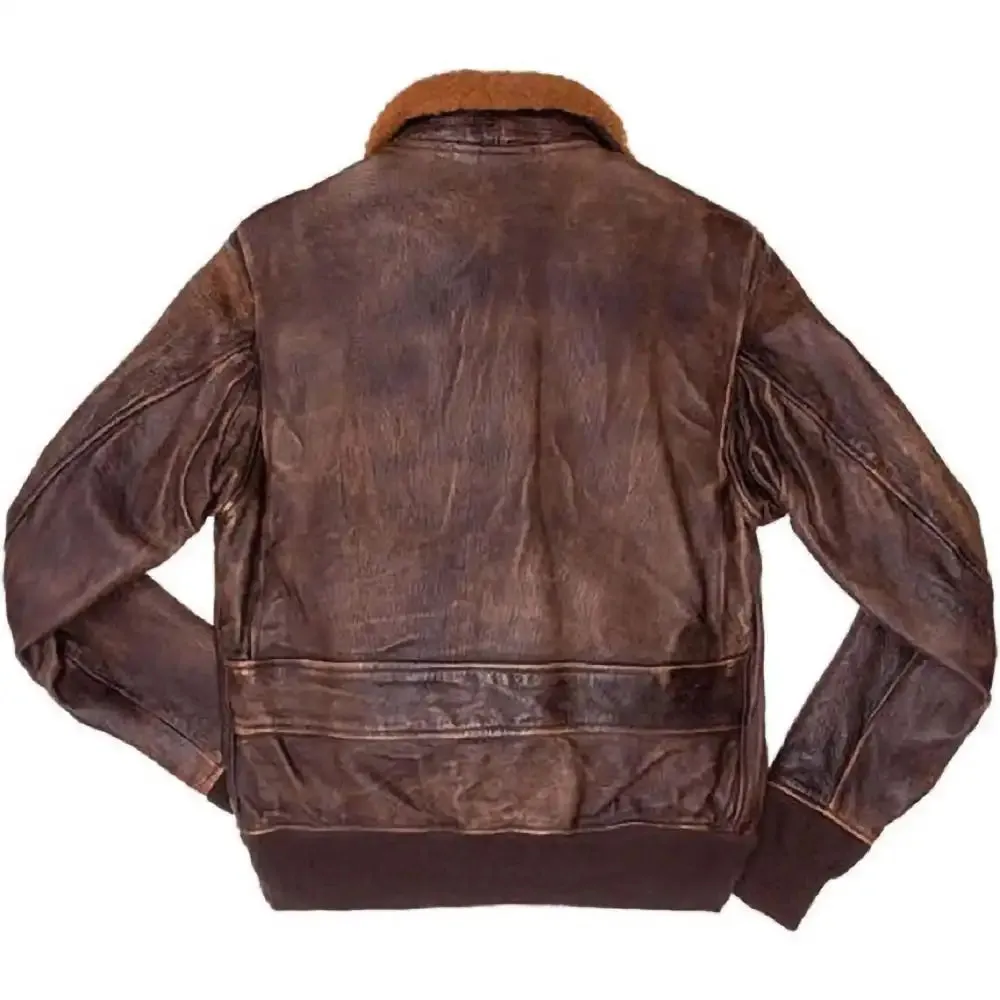 Aviator G-1 Flight Brown Distressed Leather Bomber Jacket Mens