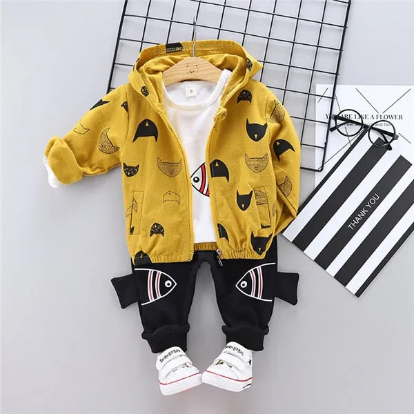 Baby boy coat T-shirt pant clothing set