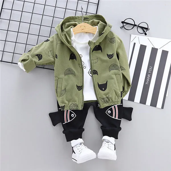 Baby boy coat T-shirt pant clothing set