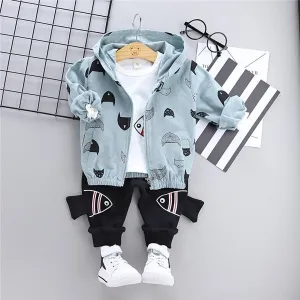 Baby boy coat T-shirt pant clothing set