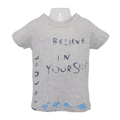 Baby Boys Cute Cartoon Cotton T-Shirt - Grey, White