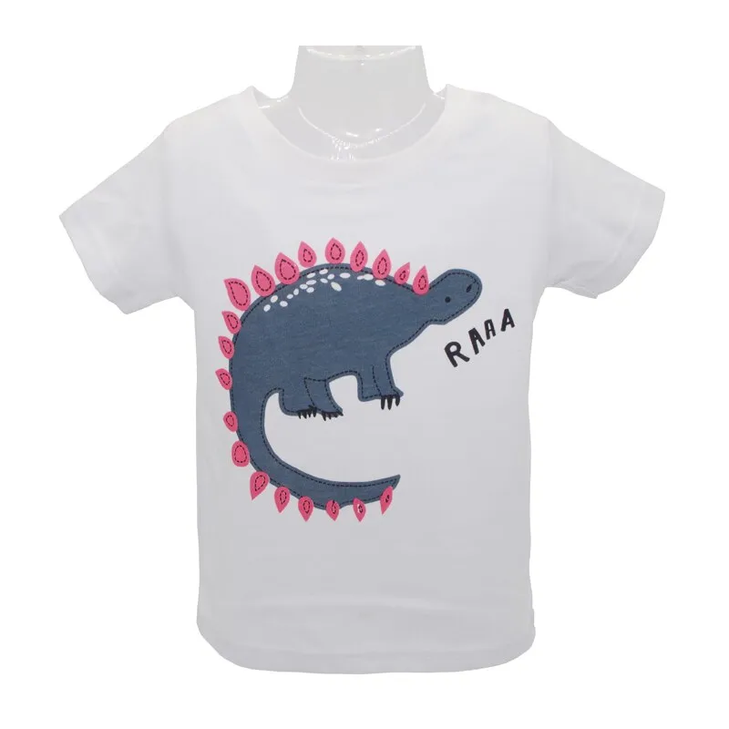 Baby Boys Cute Cartoon Cotton T-Shirt - Grey, White