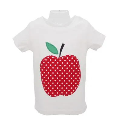 Baby Girls Cute Cartoon 'Baby Girl And Dog' Creative Cotton T-shirt - White, Blue, Apple