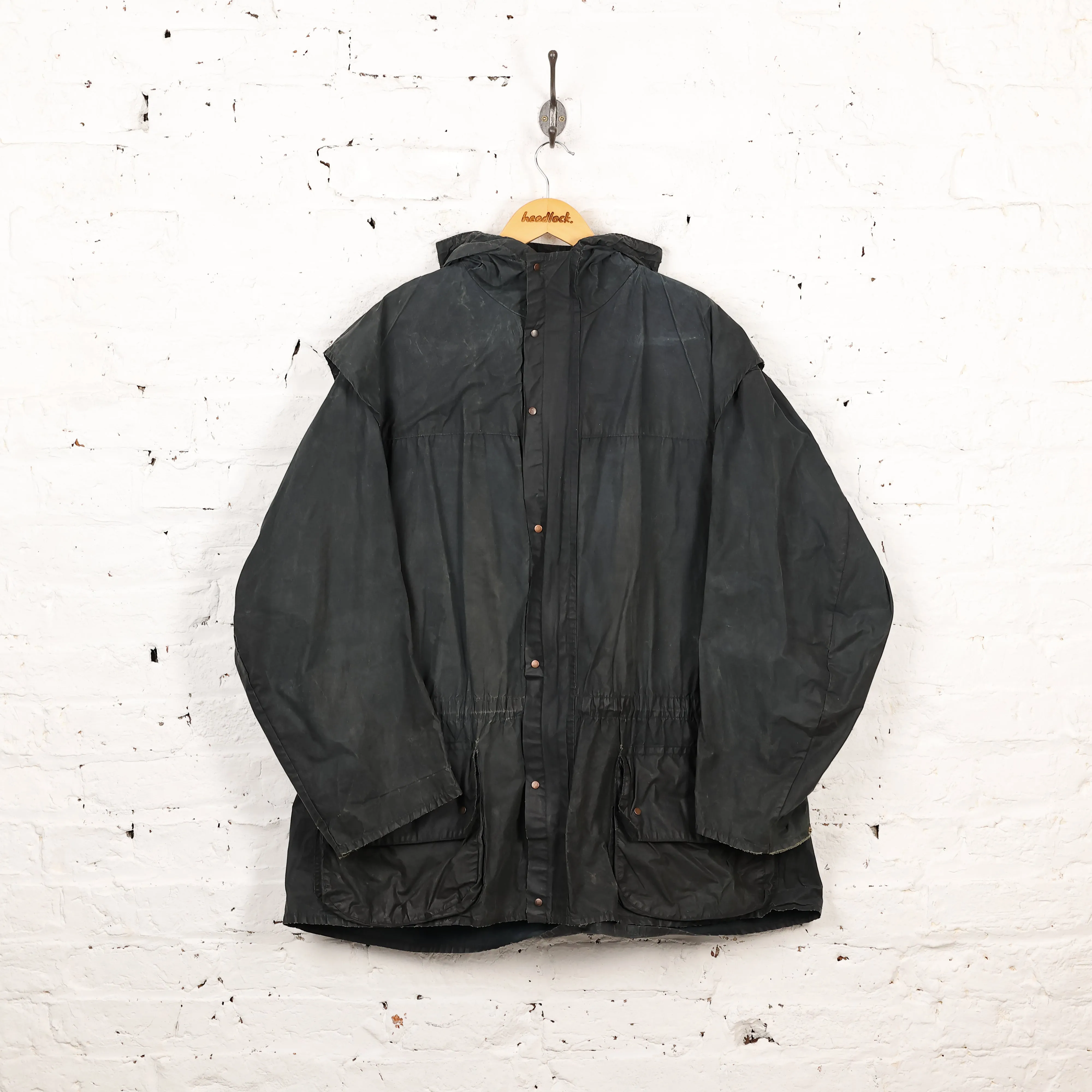 Barbour Durham Parka Wax Jacket - Blue - XL