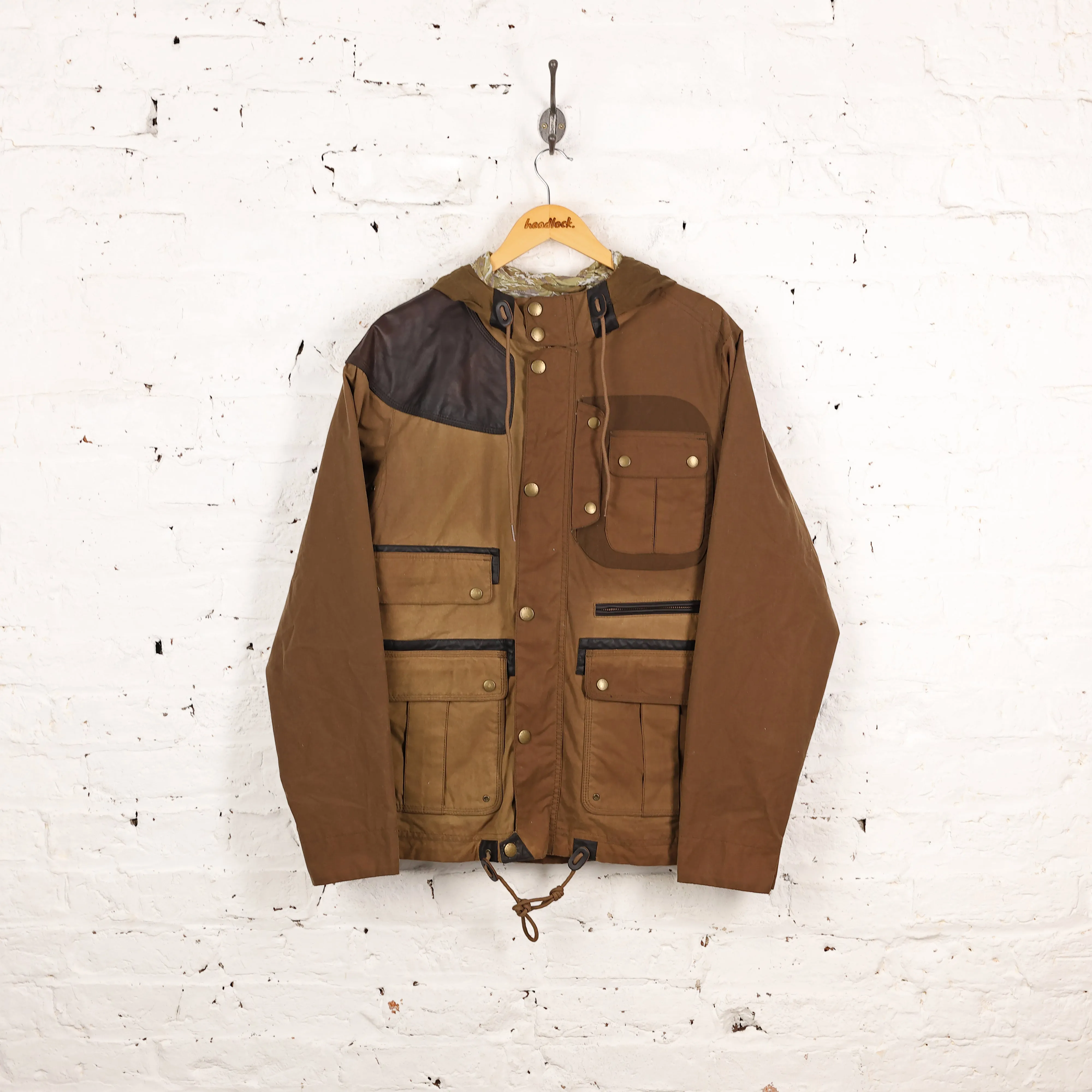 Barbour Waxed Mountain Parka Jacket Coat - Brown - XL