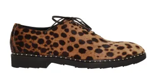Beige Brown Savana Pony Hair Derby Shoes