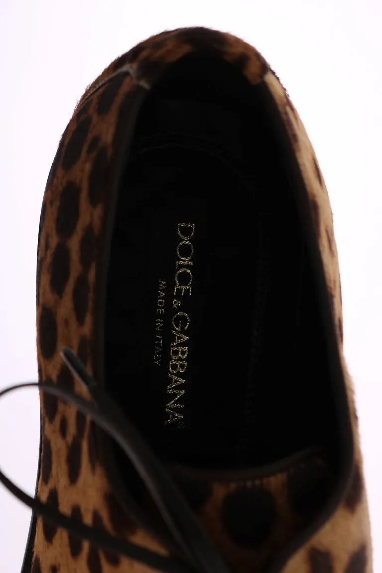 Beige Brown Savana Pony Hair Derby Shoes