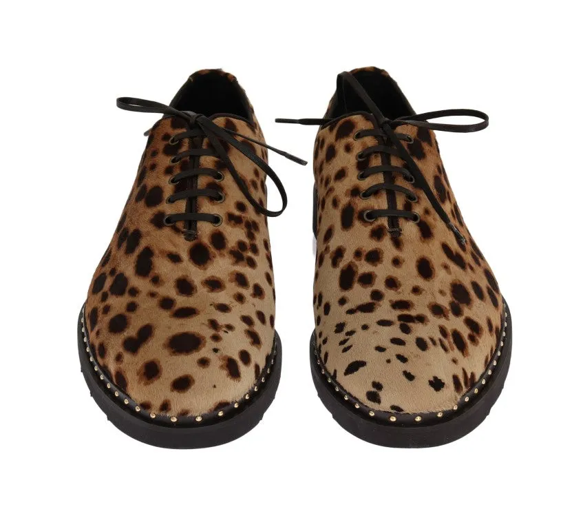 Beige Brown Savana Pony Hair Derby Shoes