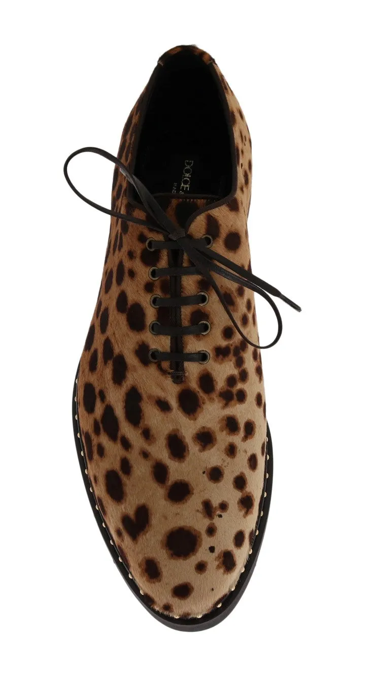 Beige Brown Savana Pony Hair Derby Shoes