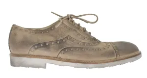 Beige Leather Wingtip Shoe