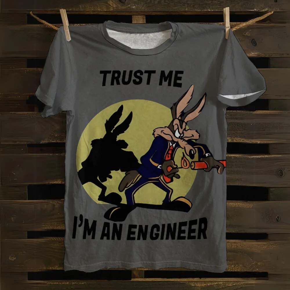 Believe Me, I'm An Engineer - Men's Cartoon Print Short Sleeve T-Shirt 2501000672