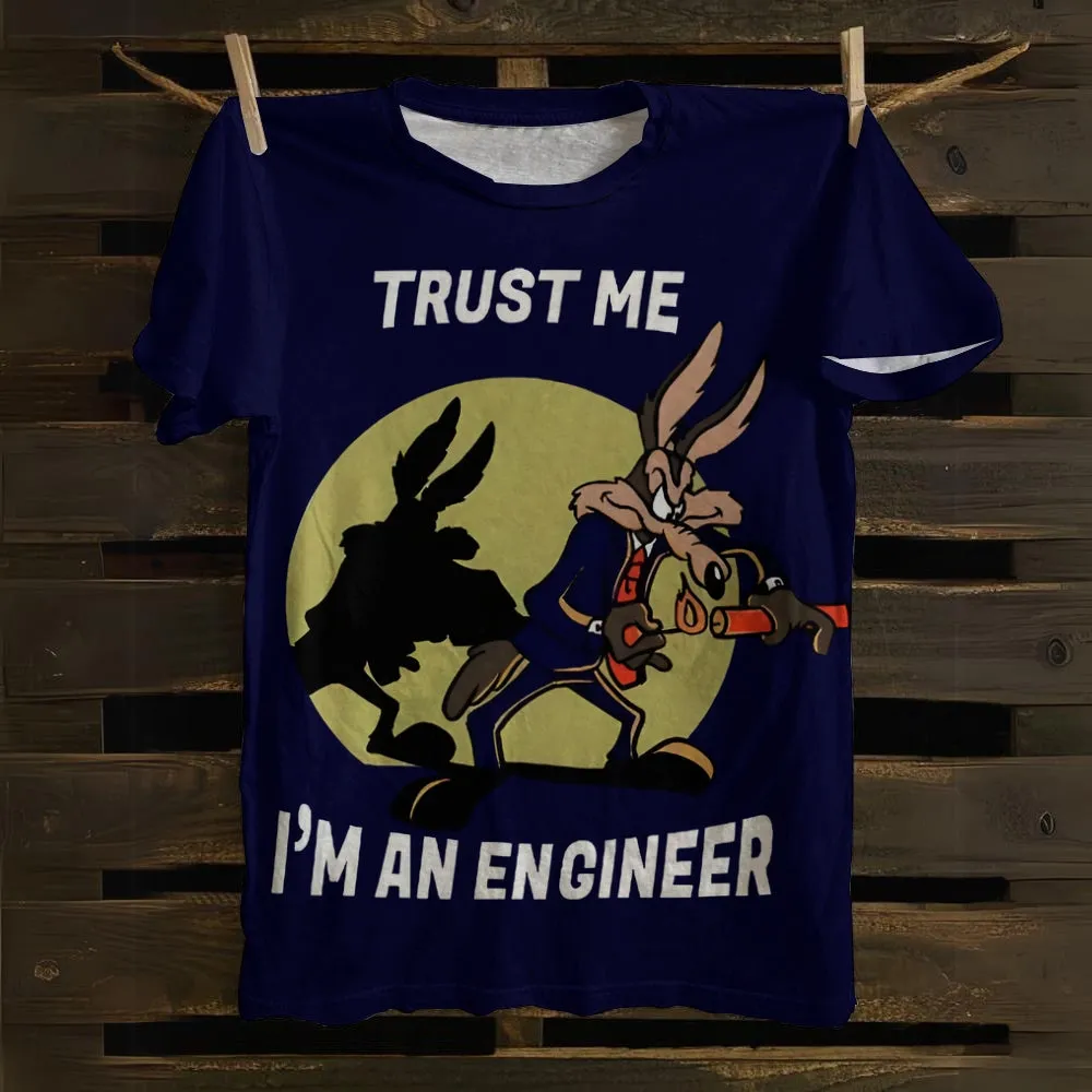 Believe Me, I'm An Engineer - Men's Cartoon Print Short Sleeve T-Shirt 2501000672