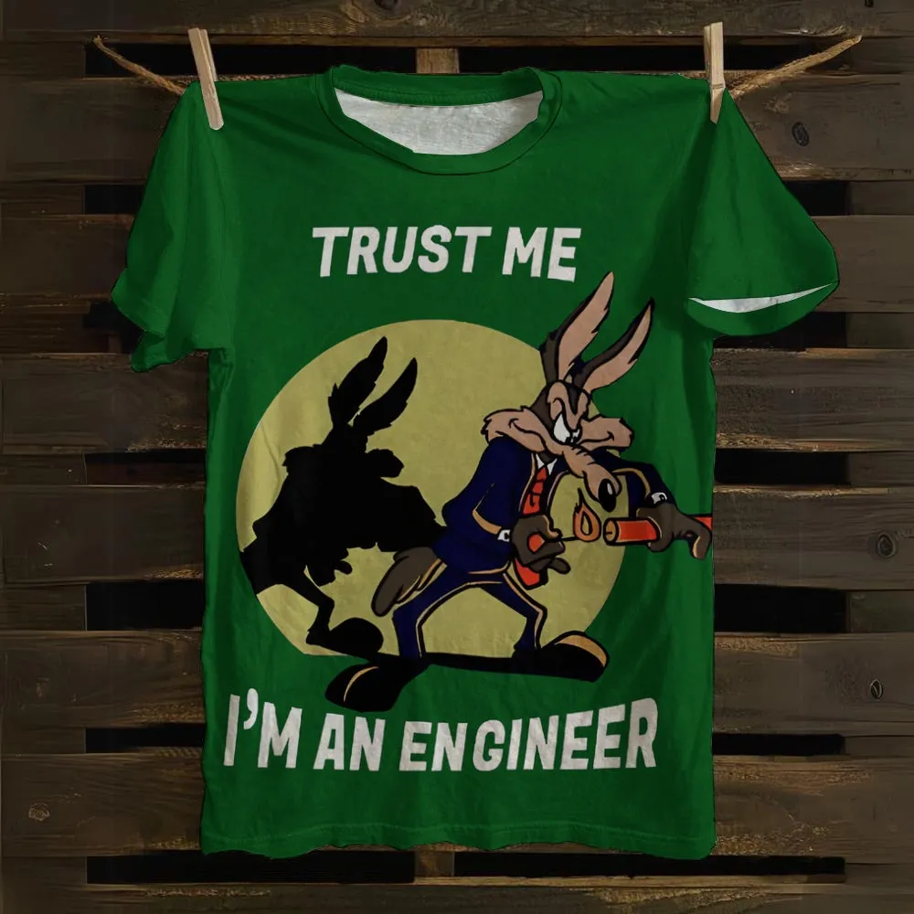 Believe Me, I'm An Engineer - Men's Cartoon Print Short Sleeve T-Shirt 2501000672