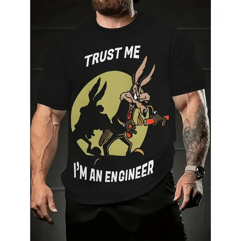Believe Me, I'm An Engineer - Men's Cartoon Print Short Sleeve T-Shirt 2501000672