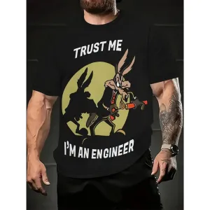 Believe Me, I'm An Engineer - Men's Cartoon Print Short Sleeve T-Shirt 2501000672