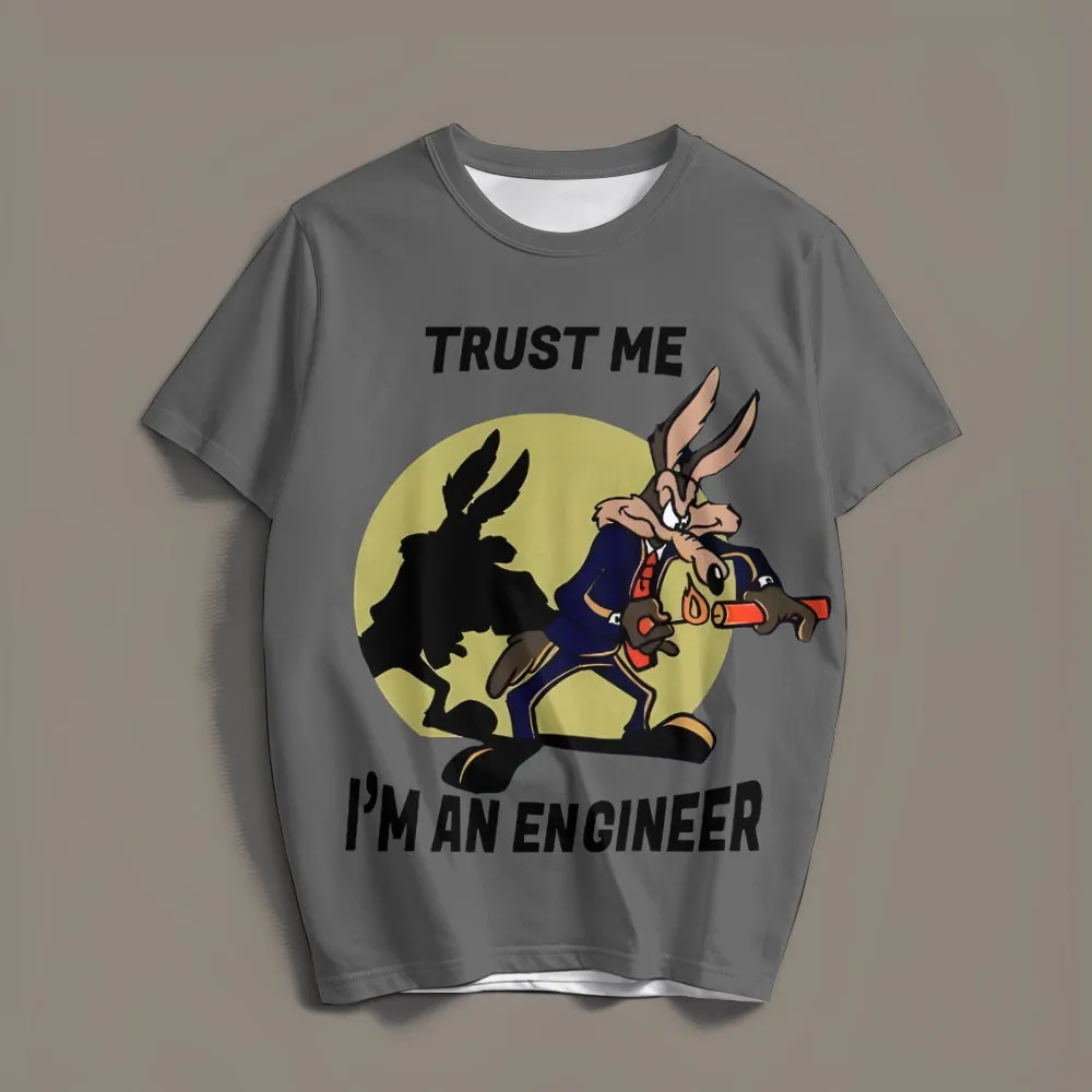 Believe Me, I'm An Engineer - Men's Cartoon Print Short Sleeve T-Shirt 2501000672