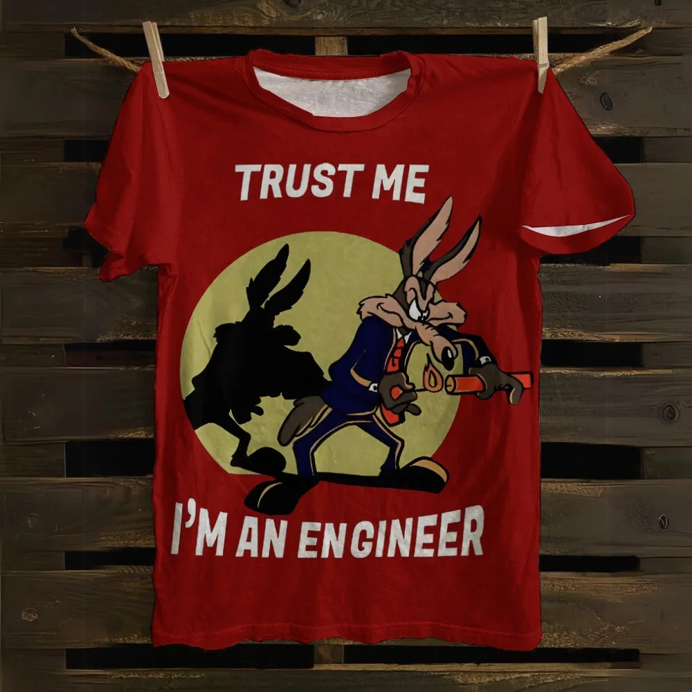 Believe Me, I'm An Engineer - Men's Cartoon Print Short Sleeve T-Shirt 2501000672