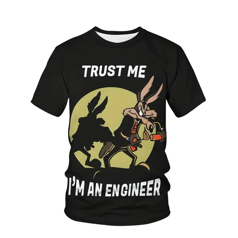 Believe Me, I'm An Engineer - Men's Cartoon Print Short Sleeve T-Shirt 2501000672