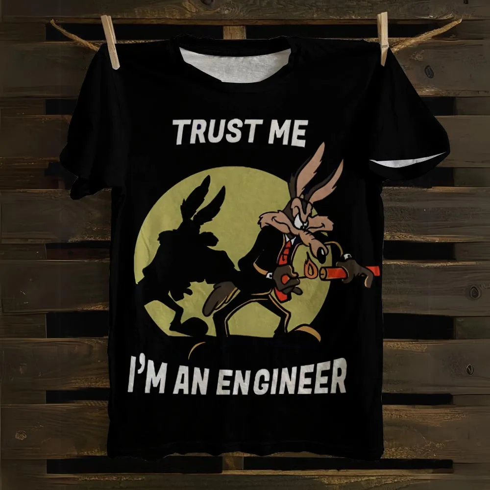 Believe Me, I'm An Engineer - Men's Cartoon Print Short Sleeve T-Shirt 2501000672