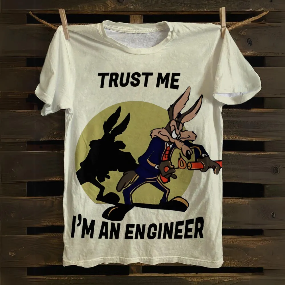Believe Me, I'm An Engineer - Men's Cartoon Print Short Sleeve T-Shirt 2501000672