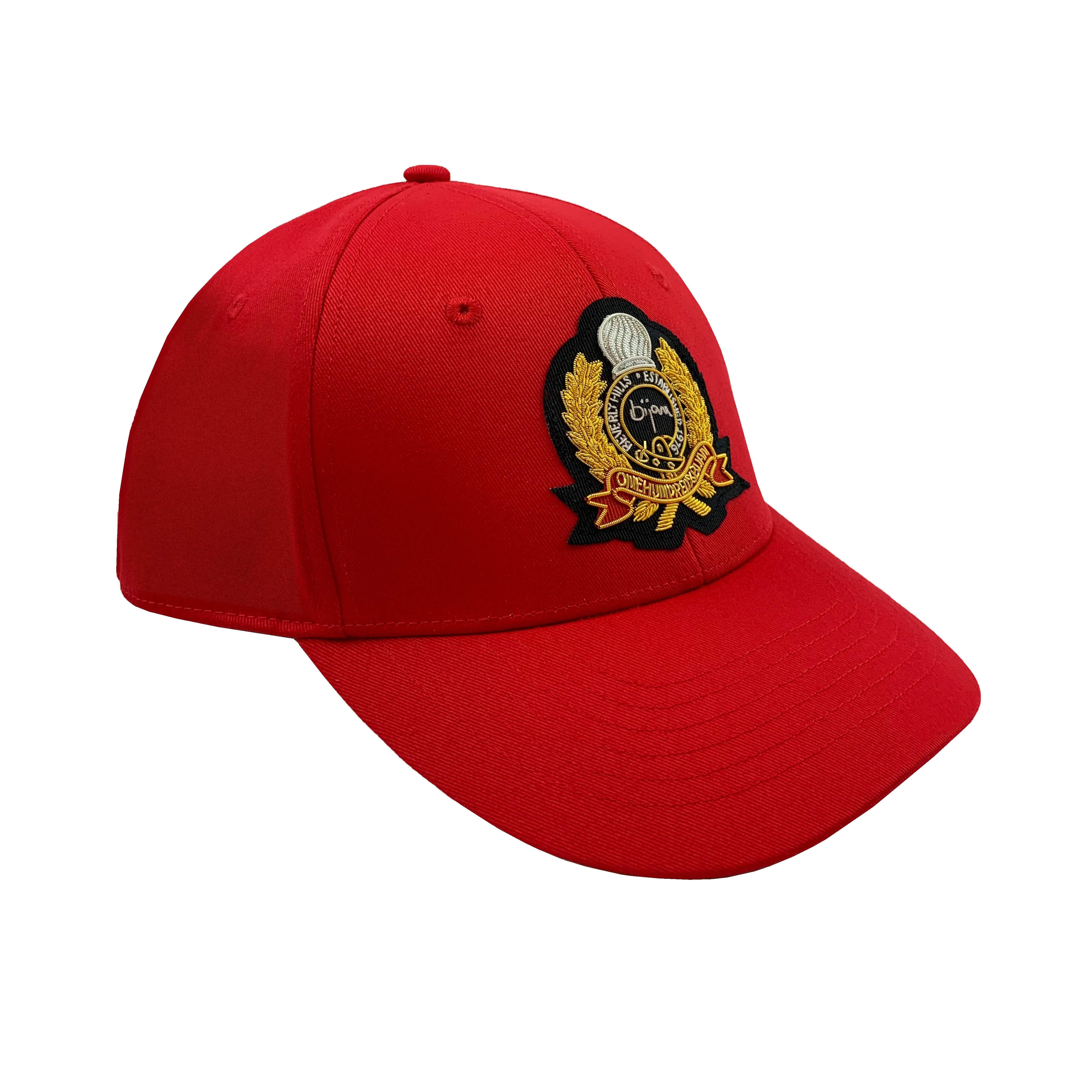 Bijan Red with Gold Crest Cap