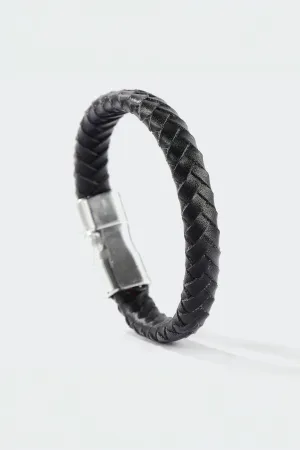 Black Braided Leather Bracelet
