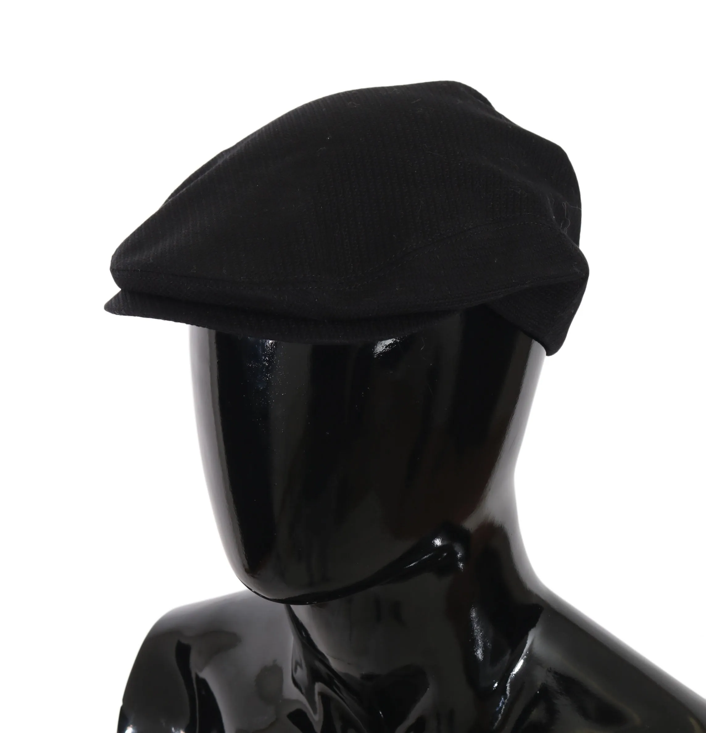 Black Cotton Woven Pattern Logo Newsboy Hat