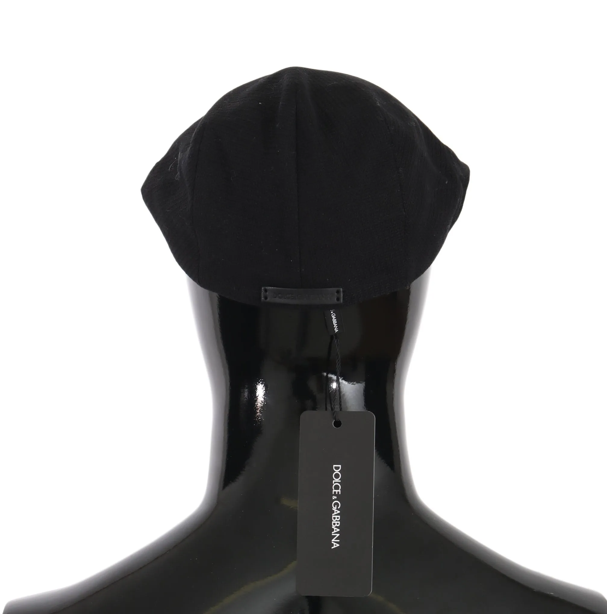 Black Cotton Woven Pattern Logo Newsboy Hat